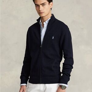 Ralph Lauren Men's Pima Cotton Navy Fill Zip-Up Sweater Size XL